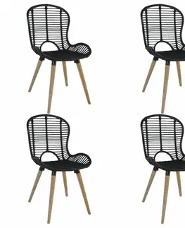 Židle Jídelní židle 4 ks ratan / dřevo Dekorhome Černá