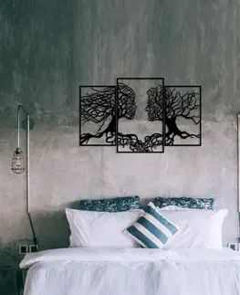 Bytové doplňky a dekorace Hanah Home Nástěnná kovová dekorace Lidské profily ve stromech 116x71 cm černá