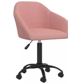 Jídelní sety Otočná jídelní židle samet / kov Dekorhome Růžová