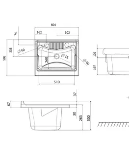 Sifony k pračkám AQUALINE Plastová výlevka se skříňkou 60x50 cm, včetně sifonu PI6050-01