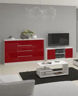 Komody Ak furniture Komoda Tove K 160,4 cm bílá/červená lesklá