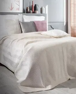 Luxusní oboustranné přehozy na postel Kvalitní oboustranný přehoz na postel krémové barvy