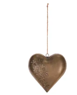 Bytové dekorace Kovové závěsné srdce 20 x 20 x 4 cm, barva mědená