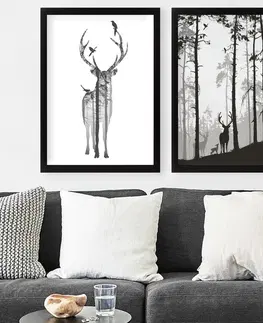 Obrazy Wallity Sada obrazů Deer 2 ks 34x44 cm černá/bílá