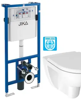 WC sedátka předstěnový instalační systém bez tlačítka + WC JIKA LYRA PLUS RIMLESS + SEDÁTKO DURAPLAST SLOWCLOSE H895652 X LY2