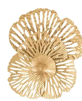 Obrazy Zlatá antik nástěnná kovová dekorace květ Callien - 24*5*28 cm J-Line by Jolipa C15513