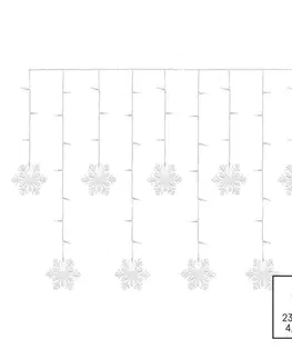 Závěsy a sítě EMOS LED vánoční závěs - vločky, 135x50 cm, vnitřní, studená bílá DCGW13