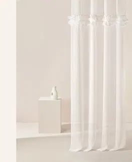 Záclony Krémový závěs FRILLA s volánky na stříbrných průchodkách 140 x 280 cm