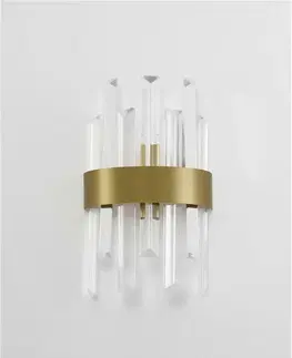 Designová nástěnná svítidla NOVA LUCE nástěnné svítidlo CROWN saténový zlatý kov čirý křišťál (7 ks) G9 1x5W 230V IP20 bez žárovky 9695220