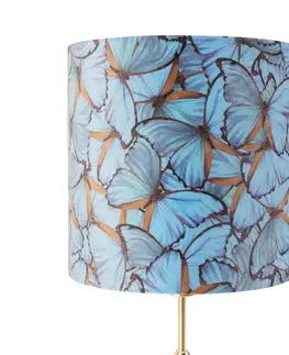 Stolni lampy Stolní lampa zlatá / mosazná se sametovými odstíny motýlů 25 cm - Parte