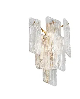 Designová nástěnná svítidla HUDSON VALLEY nástěnné svítidlo PIEMONTE kov/sklo zlatá/čirá E14 3x60W 244-13-CE