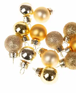 Vánoční dekorace Sada vánočních skleněných mini ozdob 12 ks, zlatá