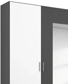 Šatní skříně s otočnými dveřmi Skříň S Otočnými Dveřmi Borneo Š: 226cm Šedá/bílá