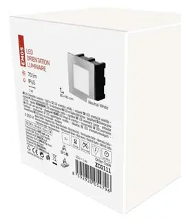 Vestavná svítidla do stěny EMOS LED orientační vestavné svítidlo 80×80 1,5W neutr. bílá IP65 1545000110