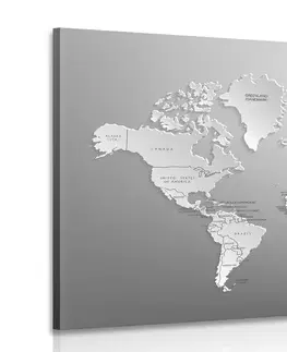Obrazy mapy Obraz černobílá mapa světa v originálním provedení