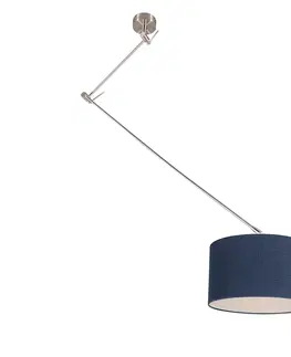 Zavesna svitidla Závěsná lampa ocelová se stínidlem 35 cm modrá nastavitelná - Blitz I.