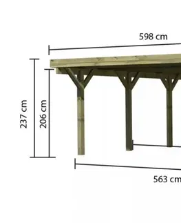 Garáže Dřevěný přístřešek / carport CLASSIC 3B s plechy Lanitplast