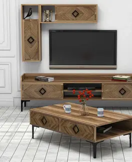 Obývací stěny a sestavy nábytku Set nábytku do obývacího pokoje SAMBA ořech