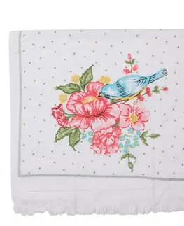 Utěrky Kuchyňský froté ručník s květy a ptáčkem Cheerful Birdie - 40*66 cm Clayre & Eef TCHB