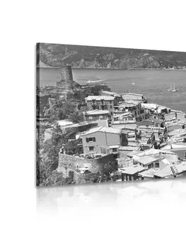 Černobílé obrazy Obraz černobílé pobřeží Itálie