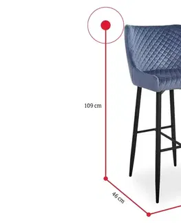 Kuchyňské linky Expedo Barová židle FAREL B H-1 VELVET, 46x109x42, bluvel 19, černá