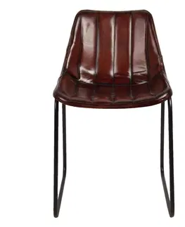 Křesla Hnědá lehce polstrovaná kožená židle Sol - 46*48*79 cm Clayre & Eef 50513