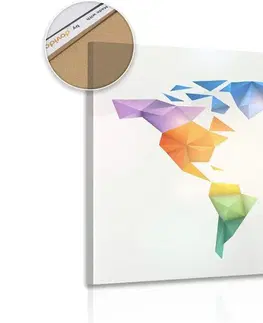 Obrazy na korku Obraz na korku barevná mapa světa ve stylu origami