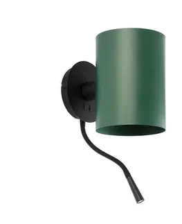 Moderní nástěnná svítidla FARO GUADALUPE nástěnná lampa, černá/zelená, se čtecí lampičkou