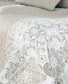 Přehozy Oboustranný přehoz na postel DecoKing Alhambra béžový/bílý, velikost 170x210