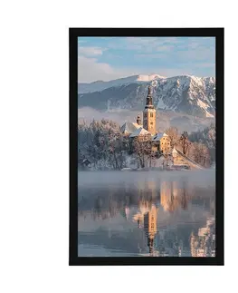 Příroda Plakát kostel u jezera Bled ve Slovinsku