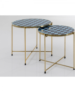 Odkládací stolky KARE Design Odkládací stolek Priya - modrý (set 2 kusů)