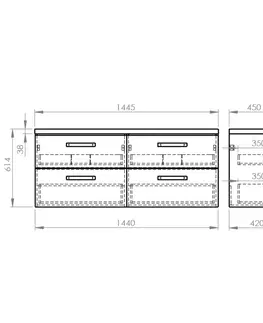 Koupelnový nábytek AQUALINE VEGA sestava koupelnového nábytku, š. 145 cm, bílá/dub platin VG073-04