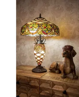 Svítidla Stolní Tiffany lampa se svítící nohou Paterna - Ø 41*58 cm E27/max 2*60W Clayre & Eef 5LL-6134