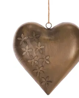Bytové dekorace Kovové závěsné srdce 20 x 20 x 4 cm, barva mědená