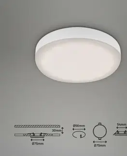 Bodovky do podhledu na 230V BRILONER LED vestavné svítidlo, pr. 7,5 cm, 3 W, 350 lm, bílé IP44 BRI 7061-416