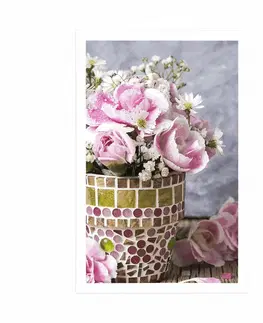 Vázy Plakát květiny karafiátu v mozaikovém květináči