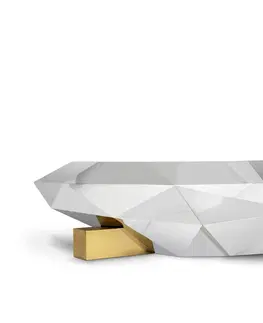 Designové a luxusní konferenční stolky Estila Luxusní zrcadlový konferenční stolek z masivního dřeva a nerezavějící oceli Diamond 150 cm
