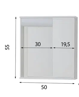Koupelnová zrcadla HOPA Závěsná skříňka se zrcadlem LUMIX I Rozměr A 50 cm, Rozměr B 15 cm, Rozměr C 55 cm, Varianta Levá OLNPSE5055L
