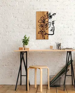 Nástěnné dekorace Nástěnná dekorace dřevo KVĚTINOVÝ OBLIČEJ 40 x 58 cm