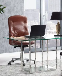 Stoly Stůl pracovní 140x80x74cm, skleněná deska