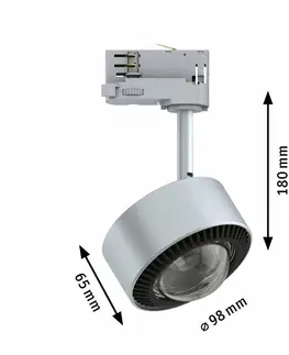 Svítidla pro Paulmann 3fázové kolejnice PAULMANN ProRail3 LED lištový spot Aldan 780lm 8,5W 3000K 230V stříbrná/černá