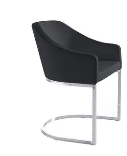 Luxusní jídelní židle Estila Kožená jídelní židle Vita Naturale černá 83cm