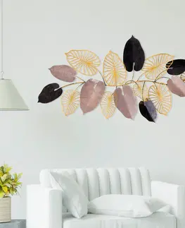 Bytové doplňky a dekorace Hanah Home Nástěnná kovová dekorace Listy 120x61 cm vícebarevná