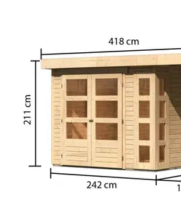 Dřevěné plastové domky Dřevěný zahradní domek KERKO 3 s přístavkem 150 Lanitplast Šedá