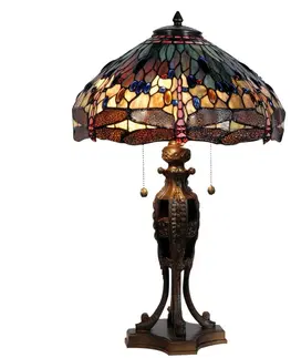 Svítidla Stolní lampa Tiffany Dark dragonfly - Ø 42*64 cm Clayre & Eef 5LL-5296
