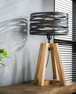 Stolní lampy ZIJLSTRA Stolní lampa Crossround s dřevěnou trojnožkou