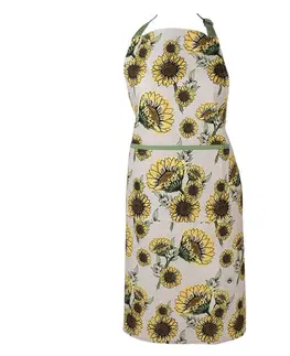 Zástěry Béžová bavlněná zástěra se slunečnicemi Sunny Sunflowers - 70*85 cm Clayre & Eef SUS41