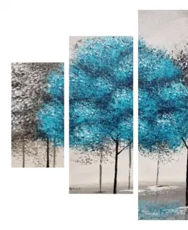 Obrazy Hanah Home Vícedílný obraz Modrý podzim 92 x 56 cm