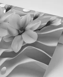 Černobílé tapety Tapeta černobílá magnolie na abstraktním pozadí
