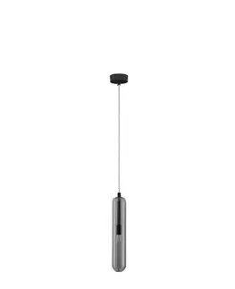 Designová závěsná svítidla NOVA LUCE závěsné svítidlo GUSTAVE lehce kouřově šedé sklo a matná černá G9 1x5W 230V IP20 bez žárovky 9028851